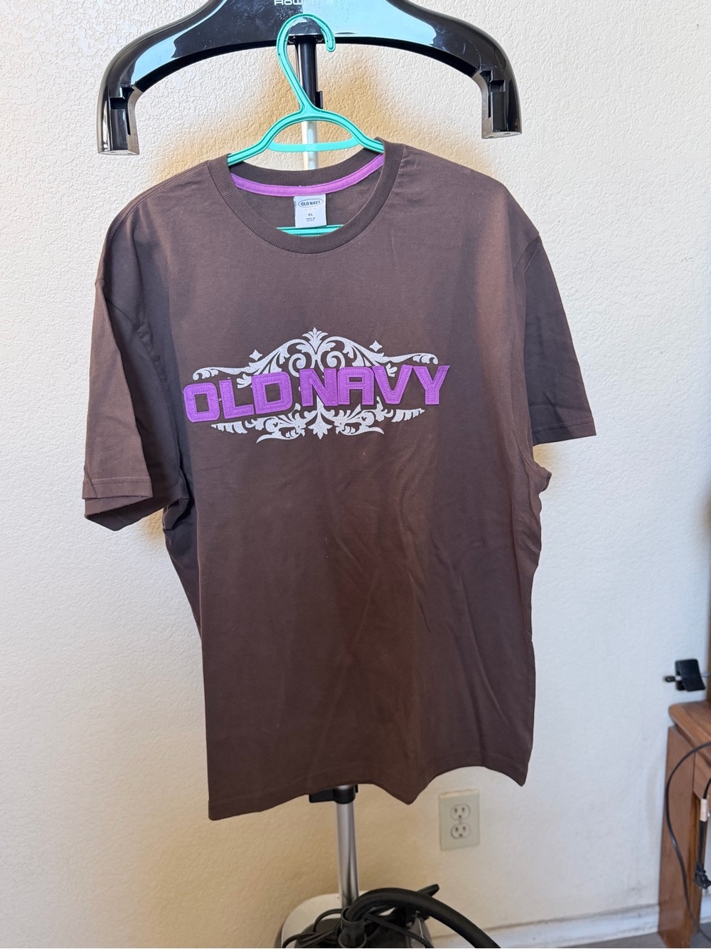 Old Navy Brown Short-Sleeve Tee with Purple Logo
